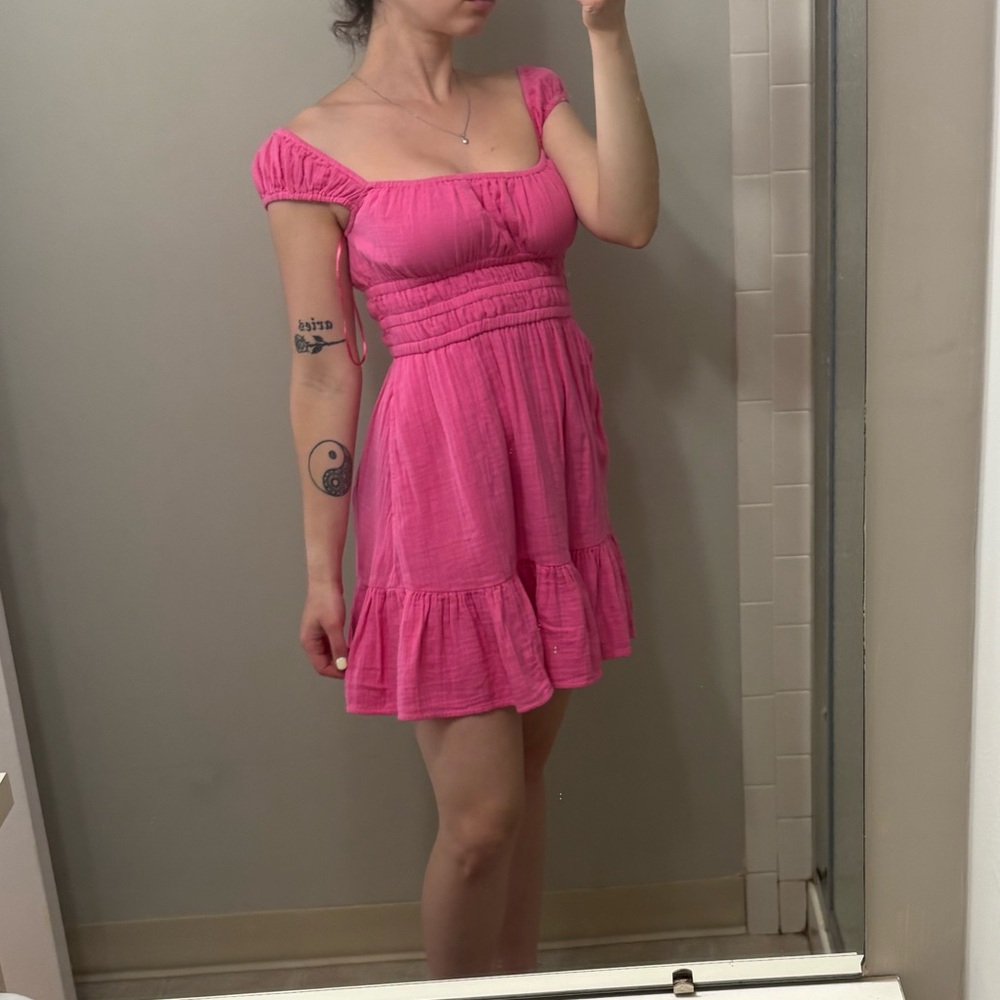 Abound Pink Ruched Tiered Sundress